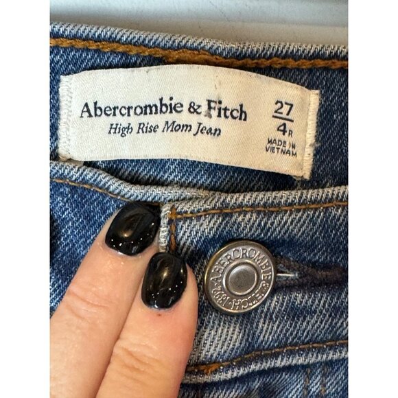 Abercrombie And Fitch Mom Jeans Womens 27 High Rise Paint Splatter Distressed - Picture 9 of 12